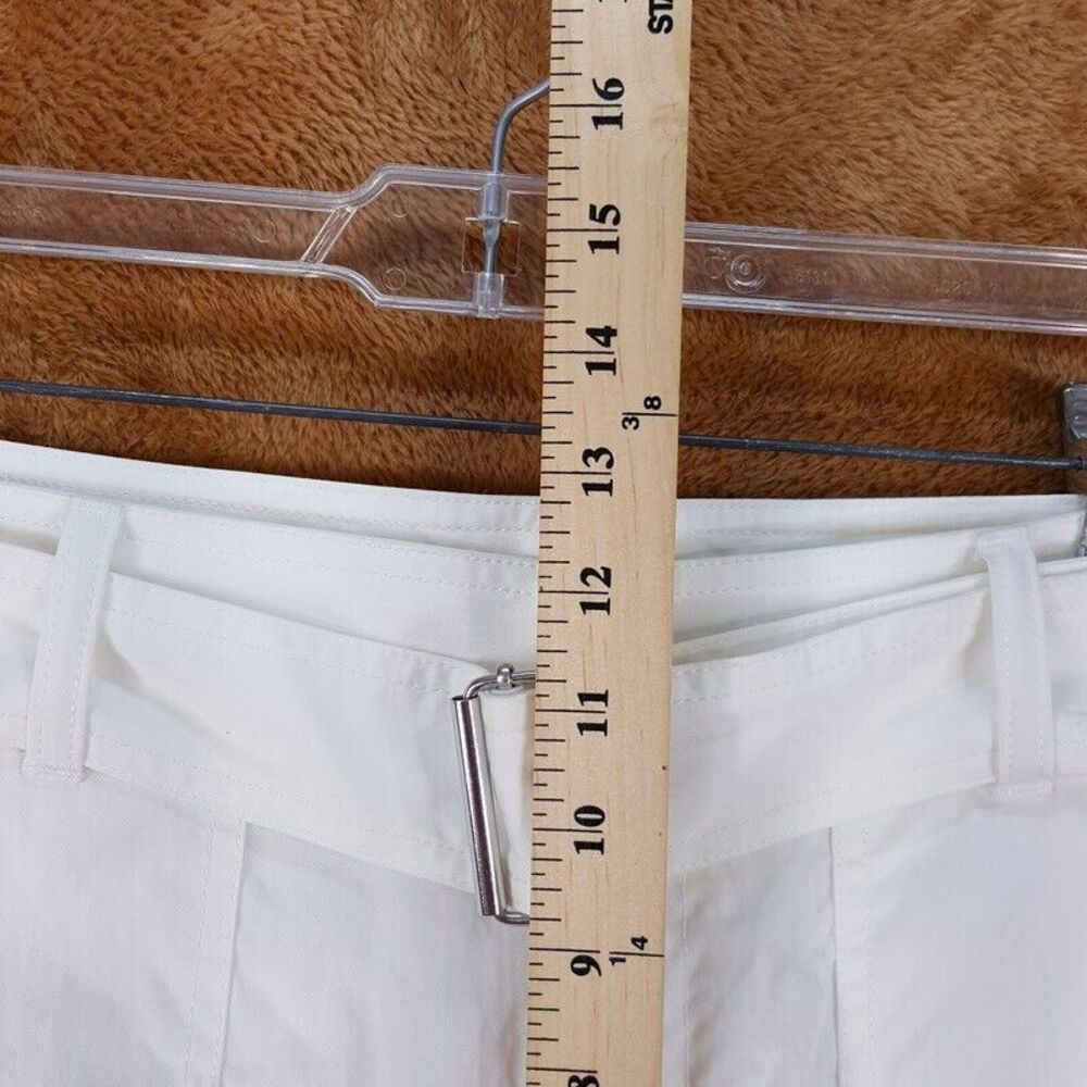 HELMUT LANG Womens Pants Size 10 White Tapered Crop Belted Zippers FLIGHT $540 - Picture 9 of 12